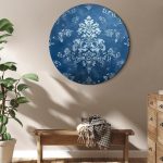 Tableau rond - Retro Ornament: Decorative Motif in Worn Blues