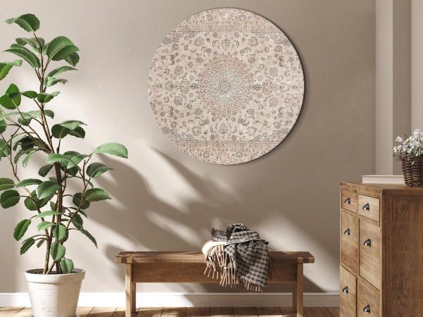 Tableau rond - Sand carpet - worn Persian carpet with rich decorative motifs Tableau rond - Sand carpet - worn Persian carpet with rich decorative motifs