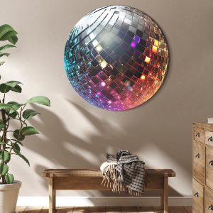 Tableau rond - Silver disco ball