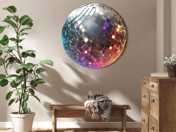 Tableau rond - Silver disco ball Tableau rond - Silver disco ball