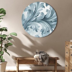 Tableau rond - Stone Baroque Ornaments in Light Shades of Gray-Blue