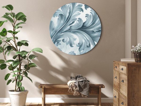 Tableau rond - Stone Baroque Ornaments in Light Shades of Gray-Blue Tableau rond - Stone Baroque Ornaments in Light Shades of Gray-Blue