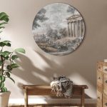 Tableau rond - Temple on a hill - Greek architecture in subdued colours