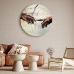 Tableau rond - The Creation of Adam – hands from a fresco by Michelangelo