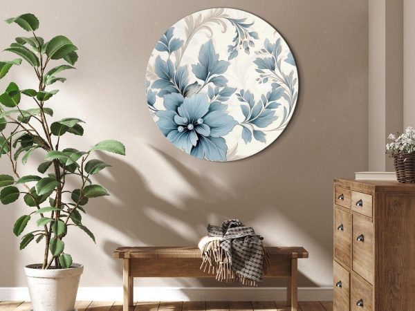Tableau rond - Turquoise Flowers in Retro Ambience Floristic Ornaments Tableau rond - Turquoise Flowers in Retro Ambience Floristic Ornaments