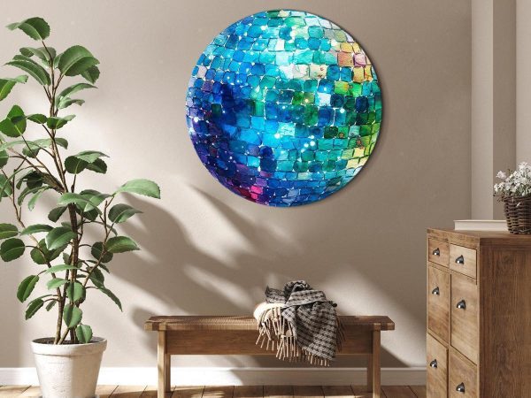 Tableau rond - Turquoise disco ball Tableau rond - Turquoise disco ball