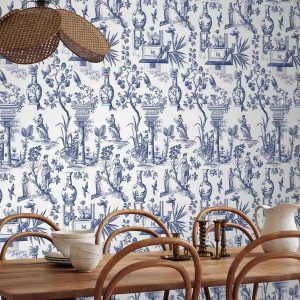 Tapisserie murale - Blue antique – a delicate pattern with Greek and botanical motifs