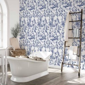 Tapisserie murale - Blue antique – a delicate pattern with Greek and botanical motifs