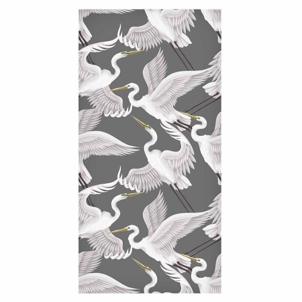 Tapisserie murale - Flying birds – a delicate pattern of white and grey herons on a grey background