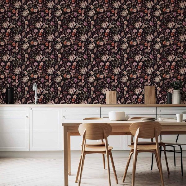 Tapisserie murale - Fragrant flowers and herbs - plum