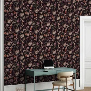 Tapisserie murale - Fragrant flowers and herbs - plum