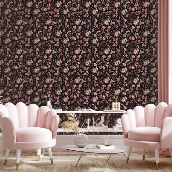 Tapisserie murale - Fragrant flowers and herbs - plum