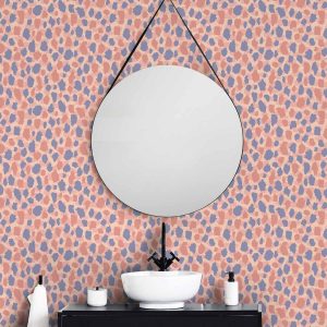 Tapisserie murale - Giraffe Pattern - colorful animal pattern in blue-pink spots