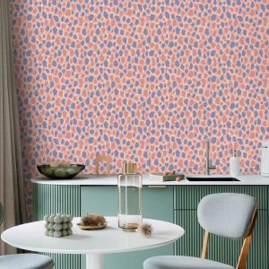 Tapisserie murale - Giraffe Pattern - colorful animal pattern in blue-pink spots