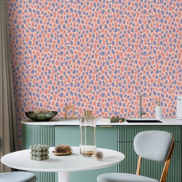 Tapisserie murale - Giraffe Pattern - colorful animal pattern in blue-pink spots