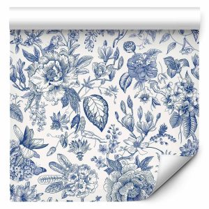 Tapisserie murale - Illustration with blue flowers