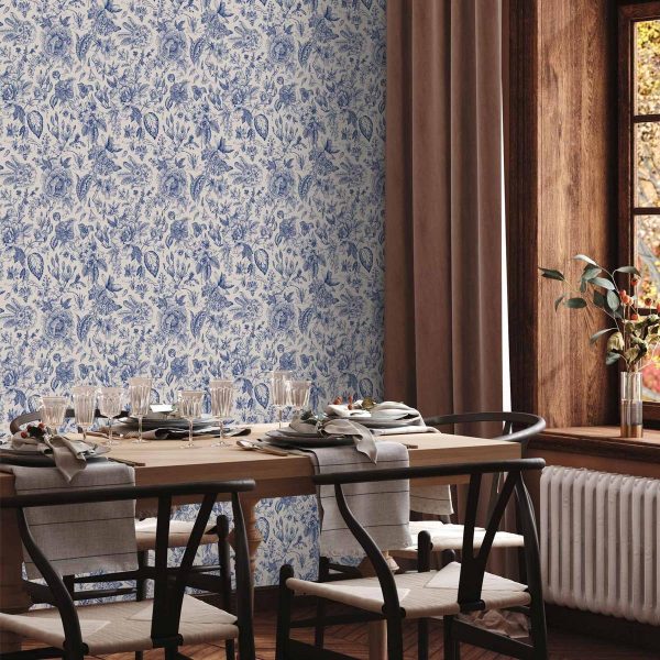 Tapisserie murale - Illustration with blue flowers