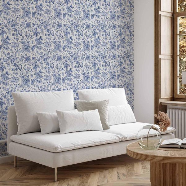 Tapisserie murale - Illustration with blue flowers Tapisserie murale - Illustration with blue flowers