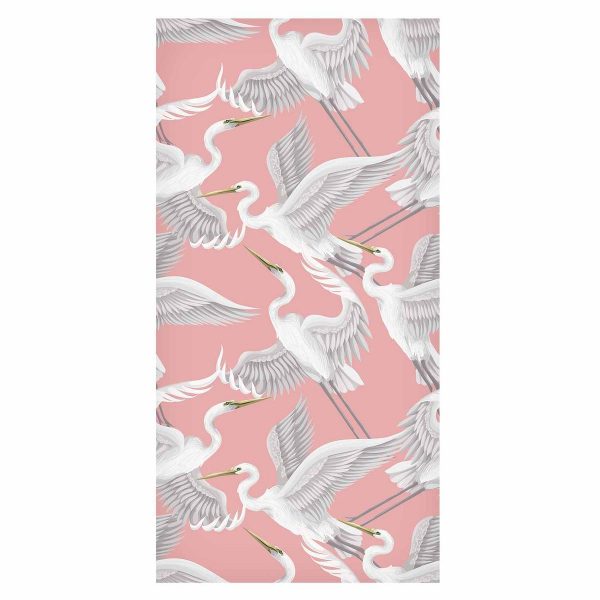 Tapisserie murale - Pastel birds – a delicate pattern of white and grey herons on a light pink background