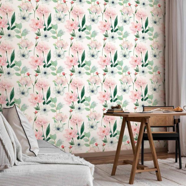 Tapisserie murale - Peonies on white background