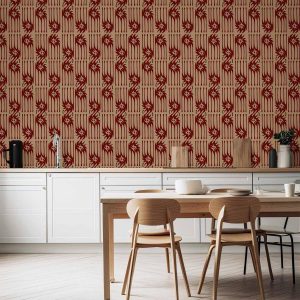 Tapisserie murale - Red claws – irregular shapes on a paper background