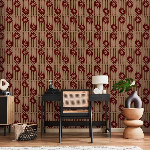 Tapisserie murale - Red claws – irregular shapes on a paper background