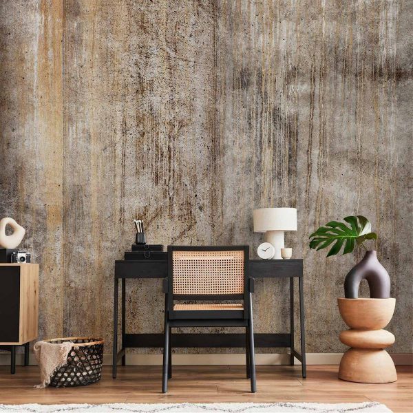 Papier peint - Abstract beige - background with black textured concrete patterns