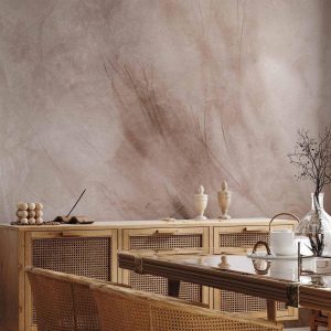 Papier peint - Abstract scandi boho - delicate composition with lettering and flowers