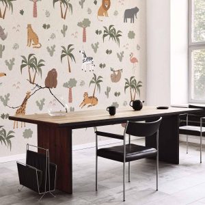 Papier peint - African Composition - Animals for the Children's Room on a Paper Background