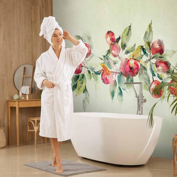 Papier peint - Apple branch - delicate landscape with a plant and apples on a white background