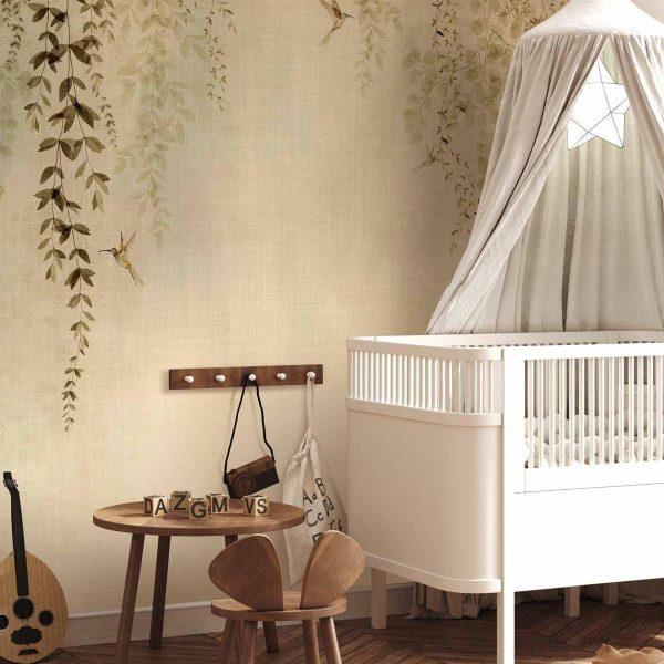 Papier peint - Beige Hummingbirds