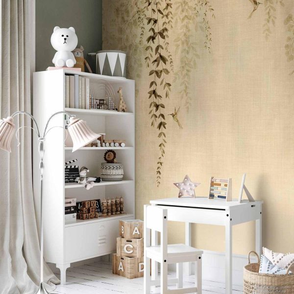 Papier peint - Beige Hummingbirds