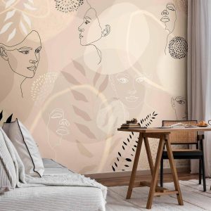 Papier peint - Beige Line Art