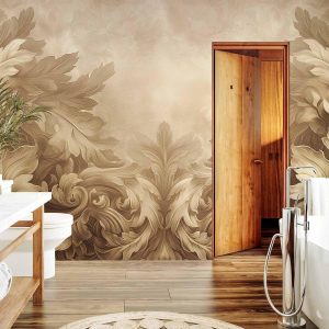 Papier peint - Carved Baroque Ornaments: Rich Composition in Sepia Colors