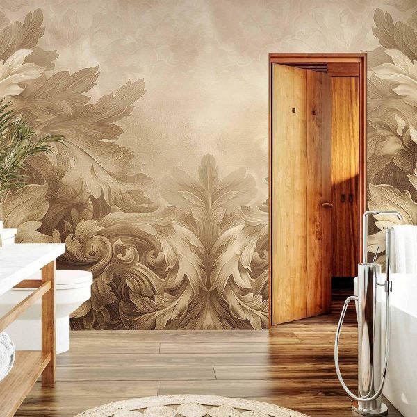 Papier peint - Carved Baroque Ornaments: Rich Composition in Sepia Colors