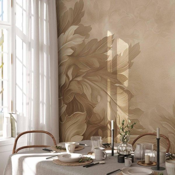 Papier peint - Carved Baroque Ornaments: Rich Composition in Sepia Colors