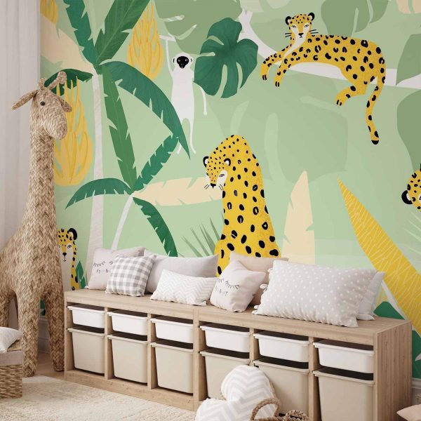 Papier peint - Cheetahs in the jungle - landscape with animals in the tropics for children