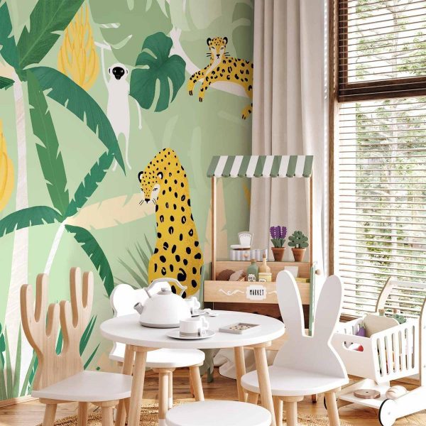 Papier peint - Cheetahs in the jungle - landscape with animals in the tropics for children