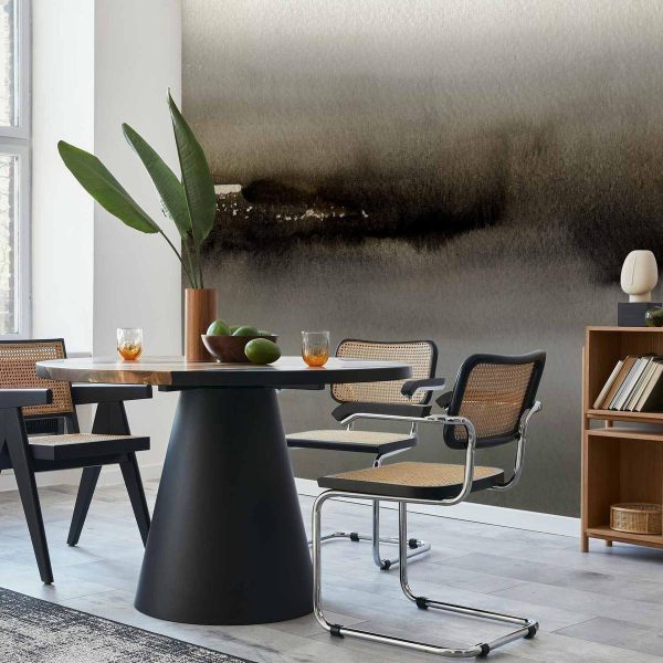 Papier peint - Diuna - abstract modern painting in grey with black pattern