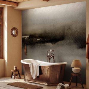 Papier peint - Diuna - abstract modern painting in grey with black pattern