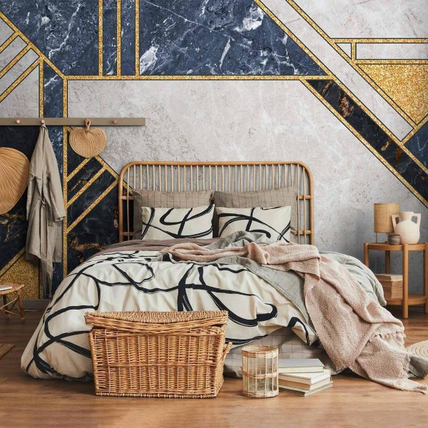 Papier peint - Expressive Pattern in Gold and Garnet