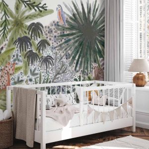 Papier peint - Flora of Madagascar - Tropical Landscape With Watercolour Animals