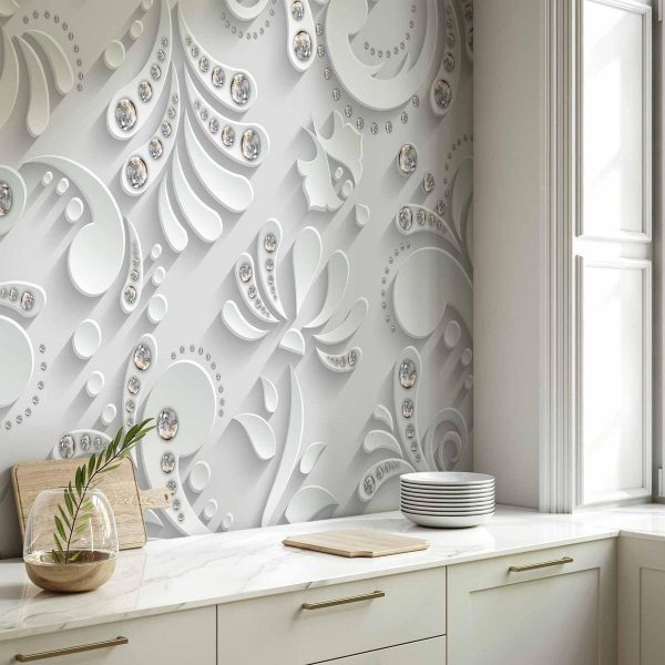 Papier peint - Flowers with Crystals