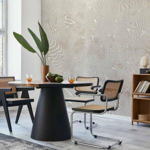 Papier peint - Flowing shapes - abstract beige and white background in patterned compositions