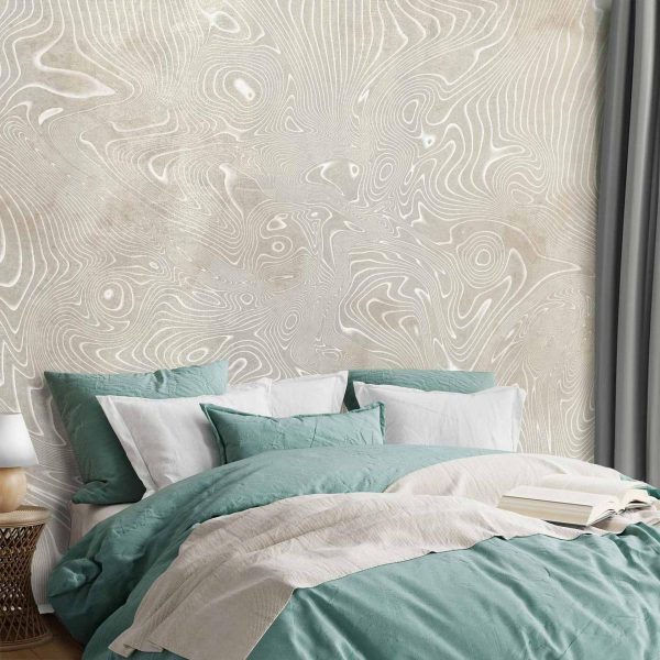 Papier peint - Flowing shapes - abstract beige and white background in patterned compositions