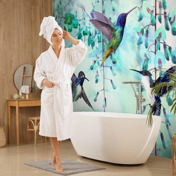 Papier peint - Flying Hummingbirds (Green)