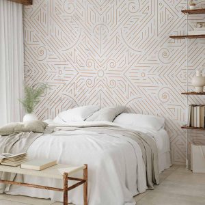 Papier peint - Geometric Pattern Shades of Gold and Marble Stone