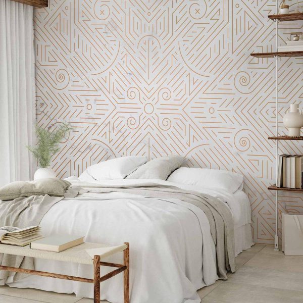 Papier peint - Geometric Pattern Shades of Gold and Marble Stone