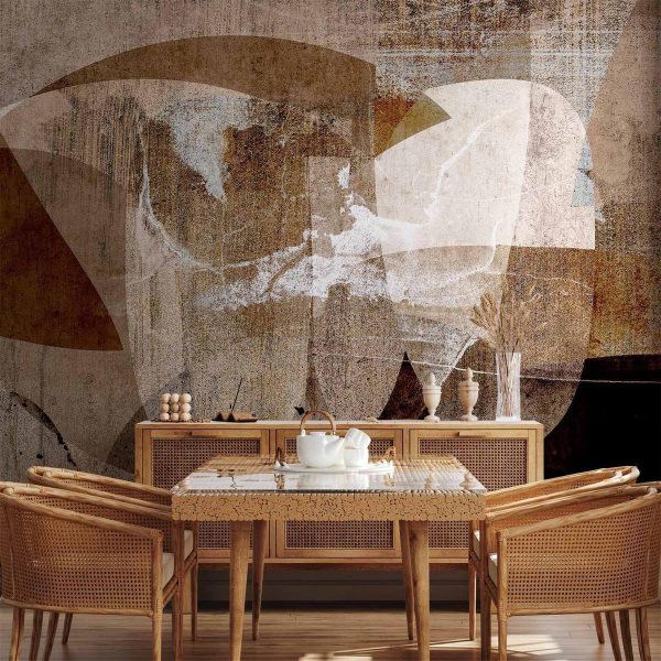 Papier peint - Geometric abstraction with shapes - composition in brown colours