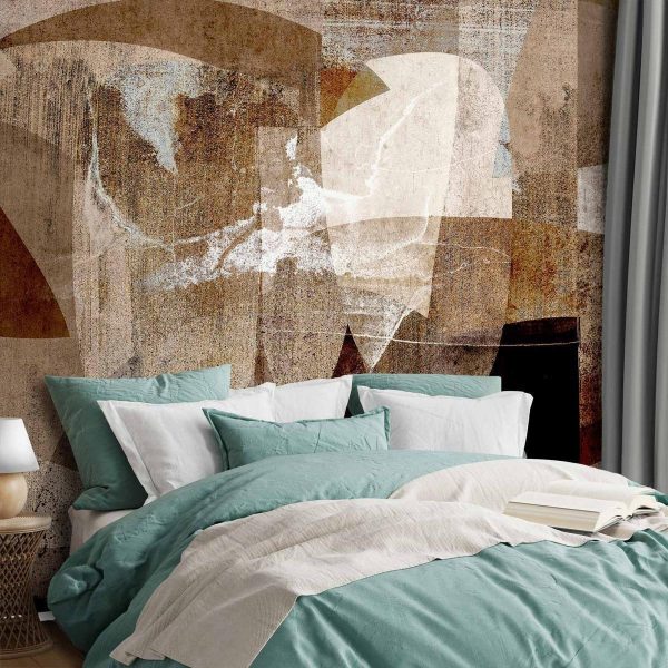 Papier peint - Geometric abstraction with shapes - composition in brown colours